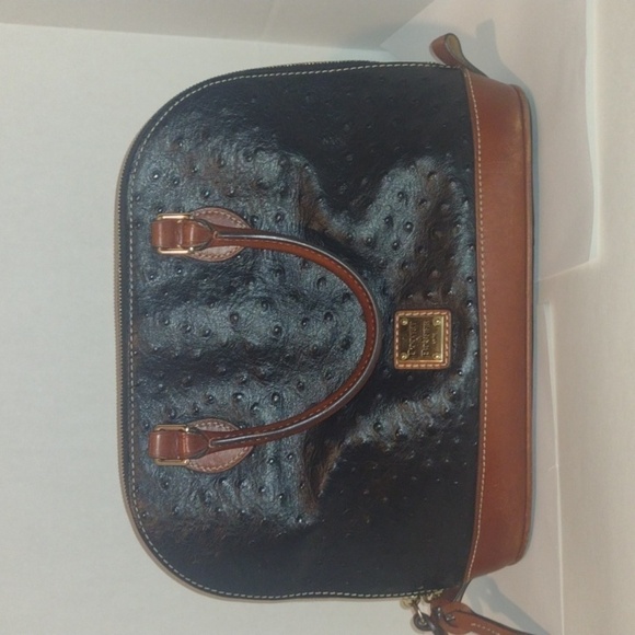 Dooney & Bourke Black Ostrich Zip Zip Satchel - Picture 2 of 16